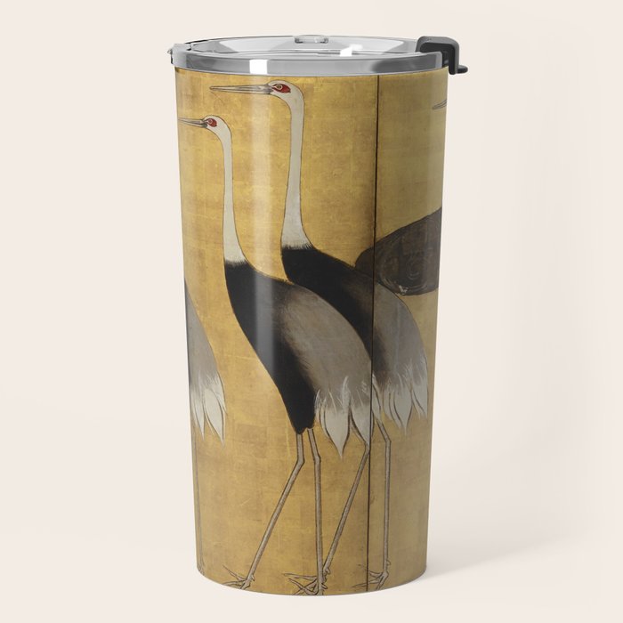 Red Crowned Cranes Vintage Japanese Nature Art Travel Mug Gallery Image 2