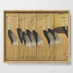 Red Crowned Cranes Vintage Japanese Nature Art Serving Tray Gallery Image 1