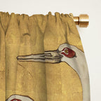 Red Crowned Cranes Vintage Japanese Nature Art Window Curtain Gallery Image 2