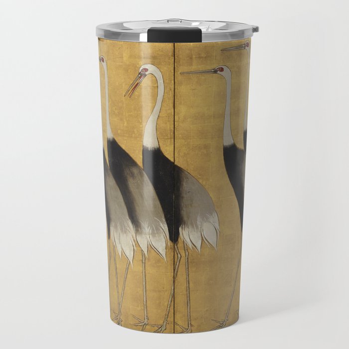 Red Crowned Cranes Vintage Japanese Nature Art Travel Mug Gallery Image 1