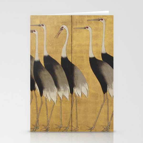 Red Crowned Cranes Vintage Japanese Nature Art Stationery Card Gallery Image 2