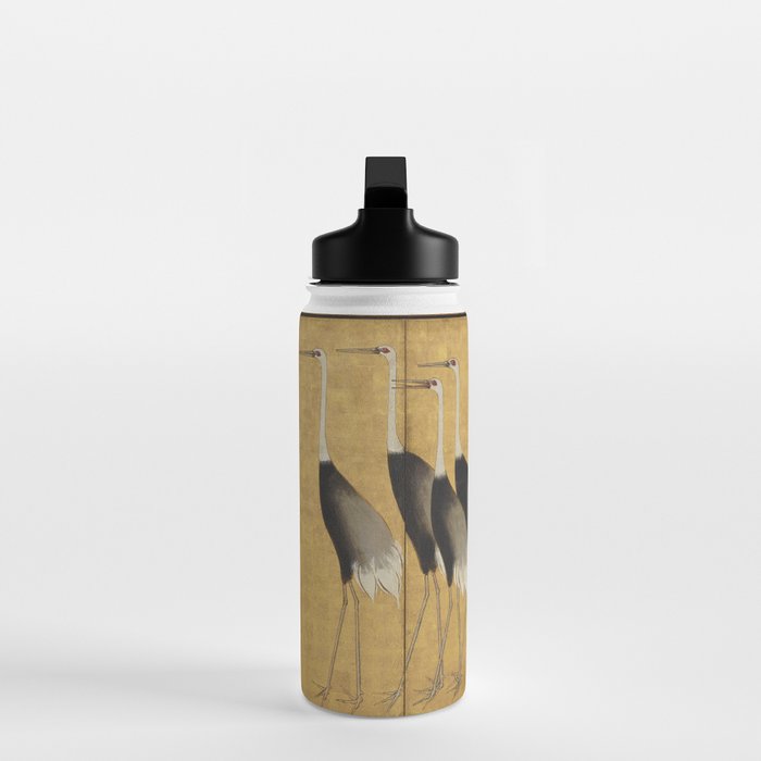 Red Crowned Cranes Vintage Japanese Nature Art Water Bottle Gallery Image 3