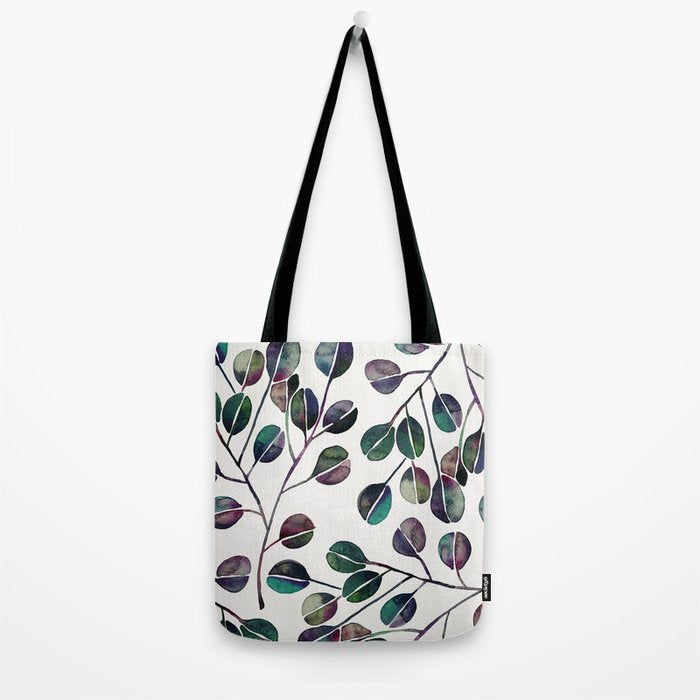 Silver Dollar Eucalyptus - Deep Cool Palette Tote Bag Gallery Image 2