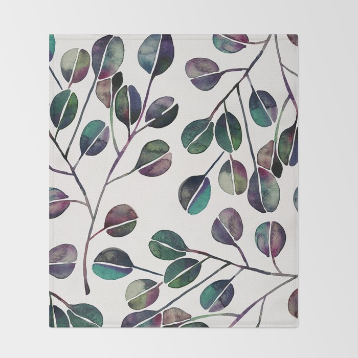 Silver Dollar Eucalyptus - Deep Cool Palette Throw Blanket Gallery Image 2