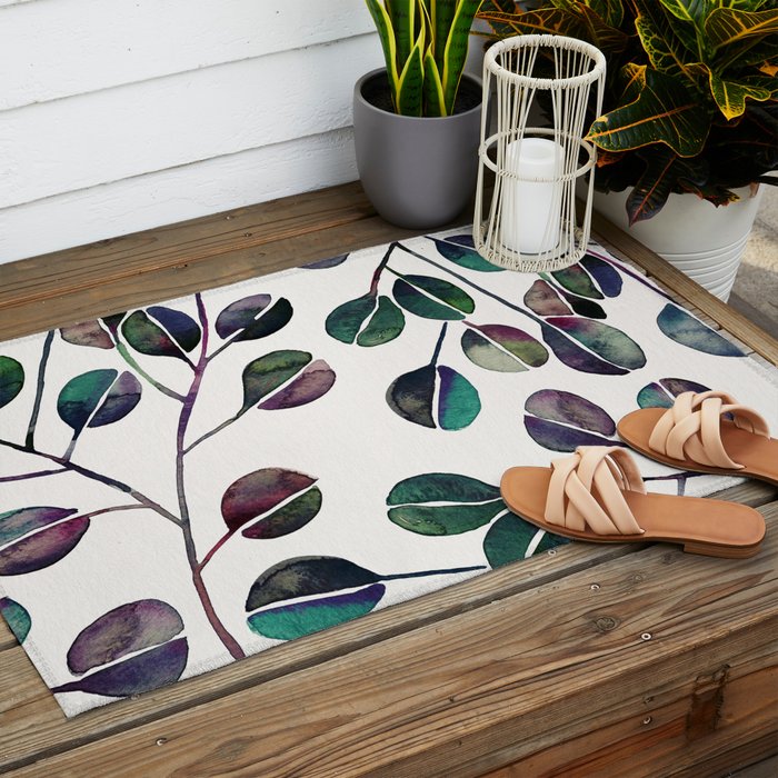 Silver Dollar Eucalyptus - Deep Cool Palette Outdoor Rug Gallery Image 2