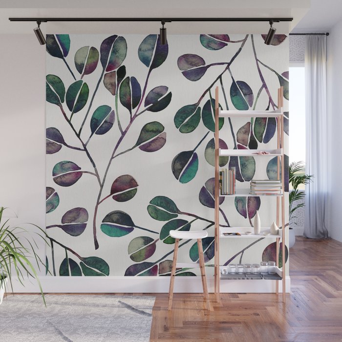 Silver Dollar Eucalyptus - Deep Cool Palette Wall Mural Gallery Image 1