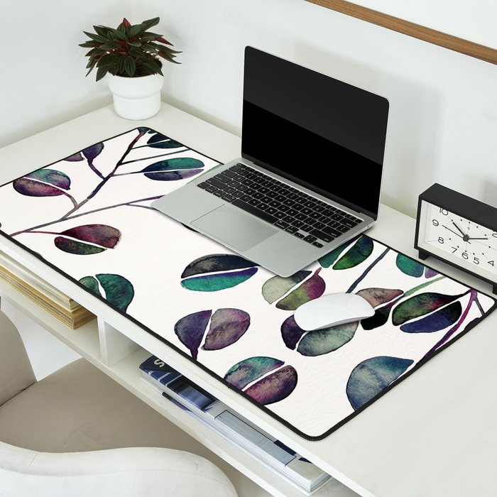 Silver Dollar Eucalyptus - Deep Cool Palette Desk Mat Gallery Image 2