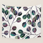 Silver Dollar Eucalyptus - Deep Cool Palette Wall Tapestry Gallery Image 4