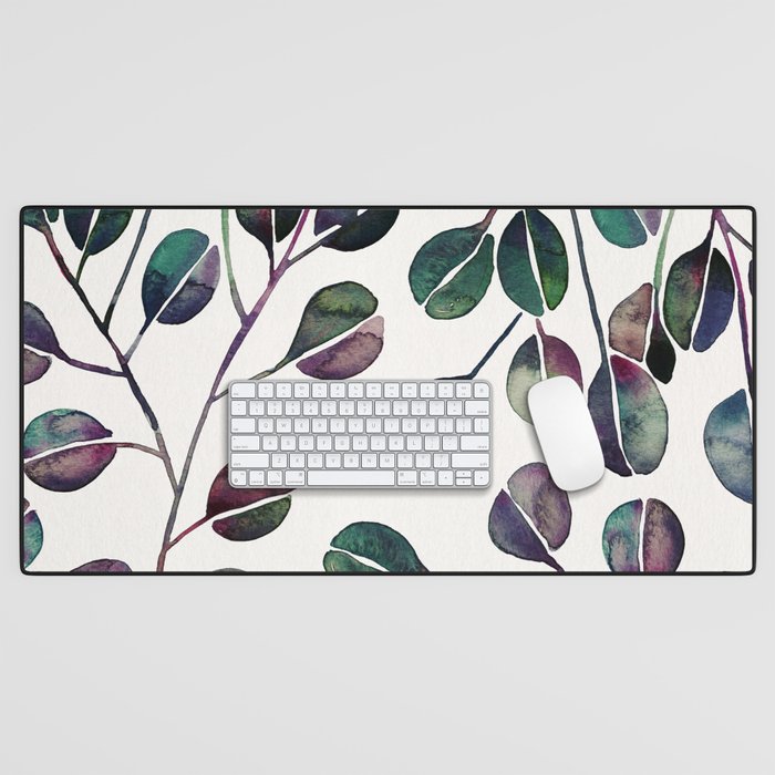 Silver Dollar Eucalyptus - Deep Cool Palette Desk Mat Gallery Image 1