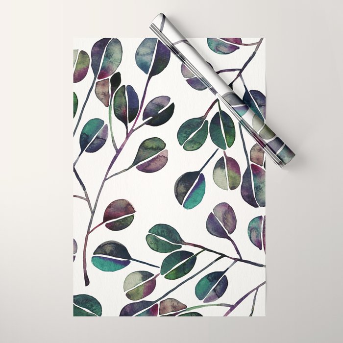 Silver Dollar Eucalyptus - Deep Cool Palette Wrapping Paper Gallery Image 1
