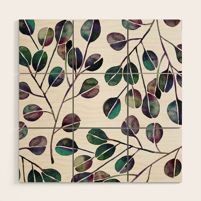 Silver Dollar Eucalyptus - Deep Cool Palette Wood Wall Art Gallery Image 1