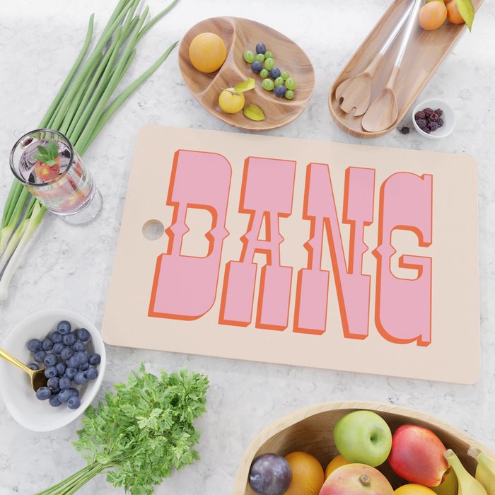 DANG - western style saloon font in retro mod colors (bright pink and orange) Cutting Board Gallery Image 2