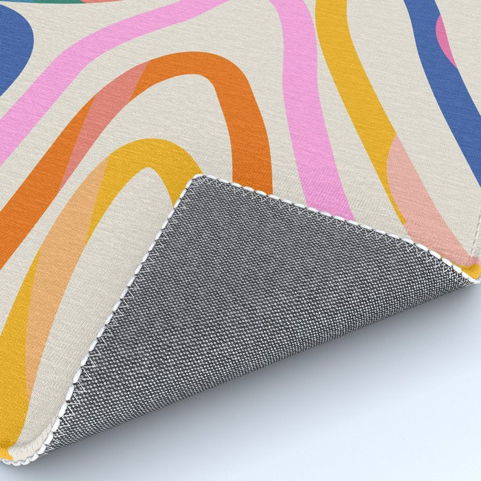 Whimsical Abstract Rainbows Lines Art Rug Gallery Image 4
