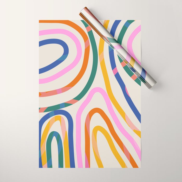 Whimsical Abstract Rainbows Lines Art Wrapping Paper Gallery Image 1