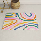Whimsical Abstract Rainbows Lines Art Rug Gallery Image 1