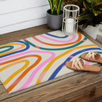 Whimsical Abstract Rainbows Lines Art Outdoor Rug Gallery Image 2