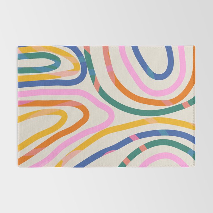 Whimsical Abstract Rainbows Lines Art Rug Gallery Image 2