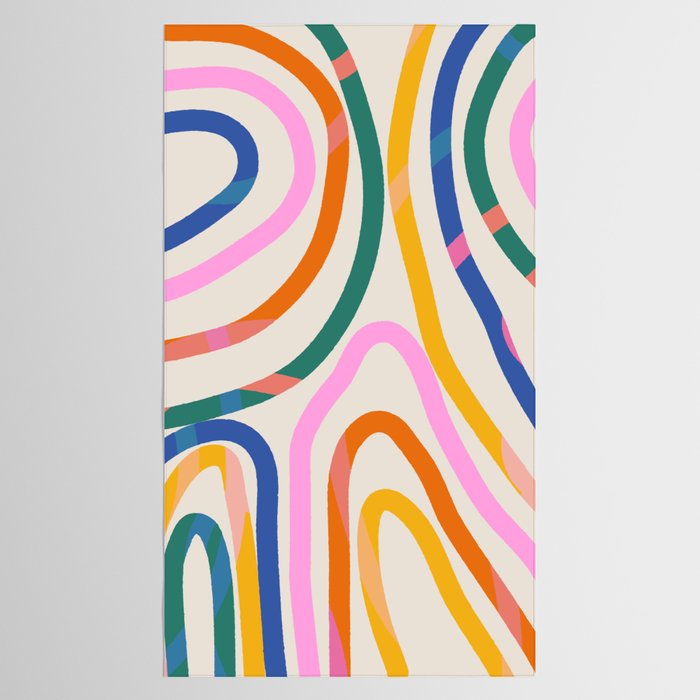 Whimsical Abstract Rainbows Lines Art Tablecloth Gallery Image 2