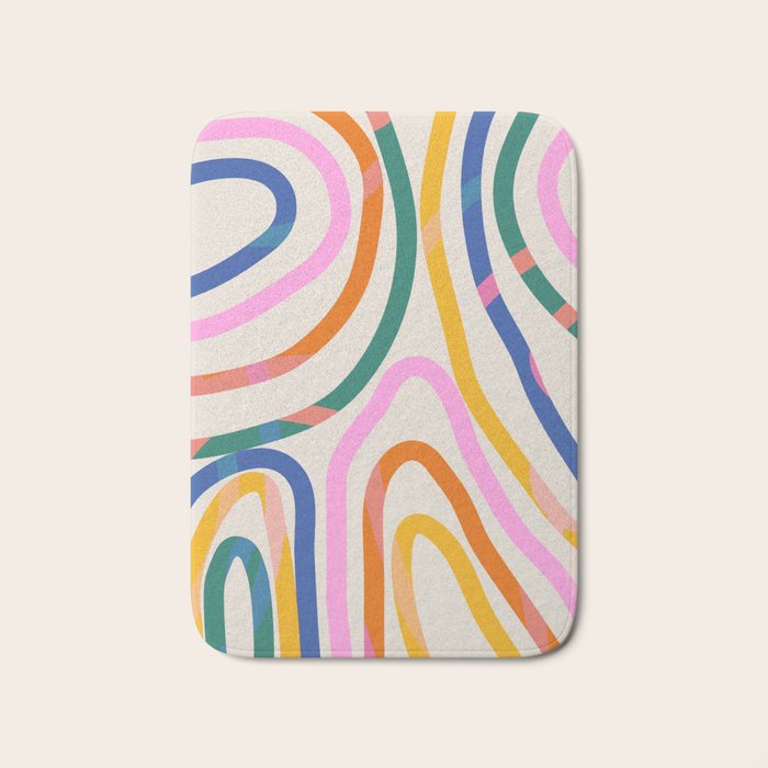 Whimsical Abstract Rainbows Lines Art Bath Mat Gallery Image 1