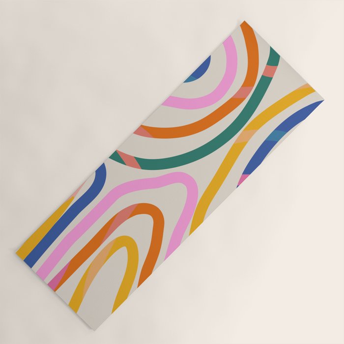 Whimsical Abstract Rainbows Lines Art Yoga Mat Gallery Image 1