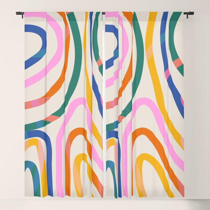 Whimsical Abstract Rainbows Lines Art Window Curtain Gallery Image 5