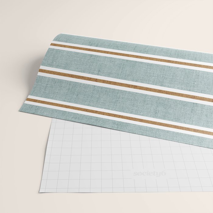 Cadence Stripes - dusty blue and rust Wrapping Paper Gallery Image 2