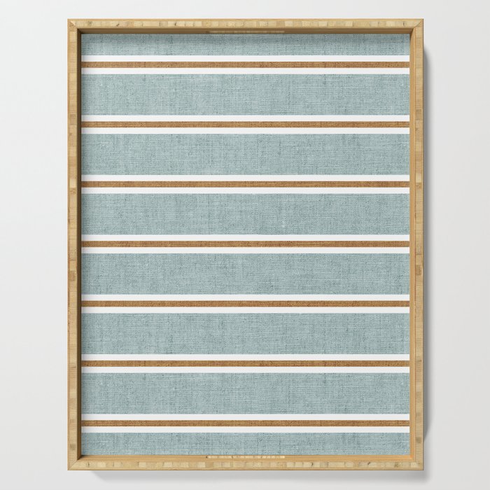 Cadence Stripes - dusty blue and rust Serving Tray Gallery Image 1