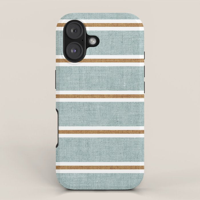 Cadence Stripes - dusty blue and rust iPhone Case Gallery Image 1