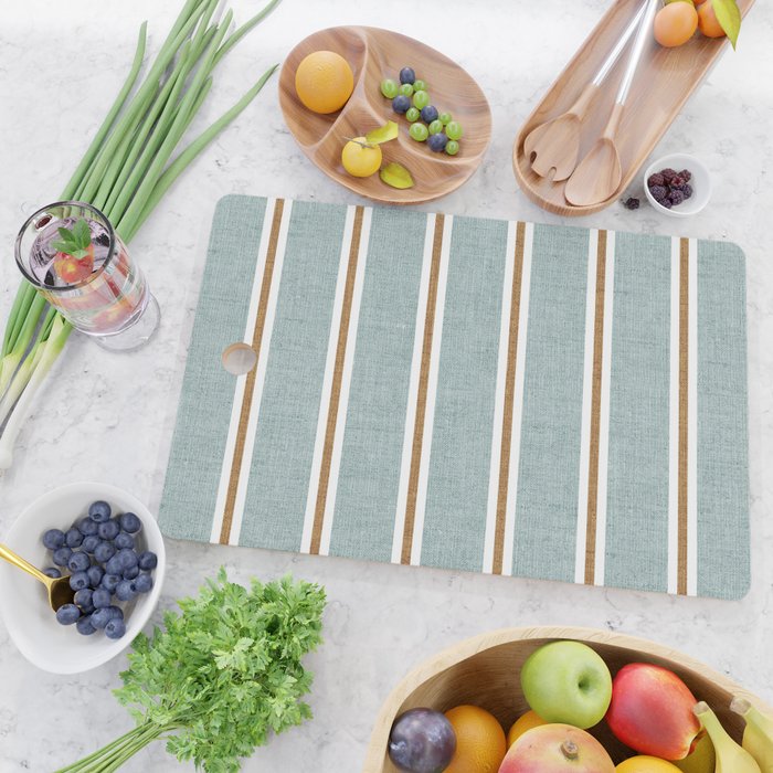 Cadence Stripes - dusty blue and rust Cutting Board Gallery Image 2