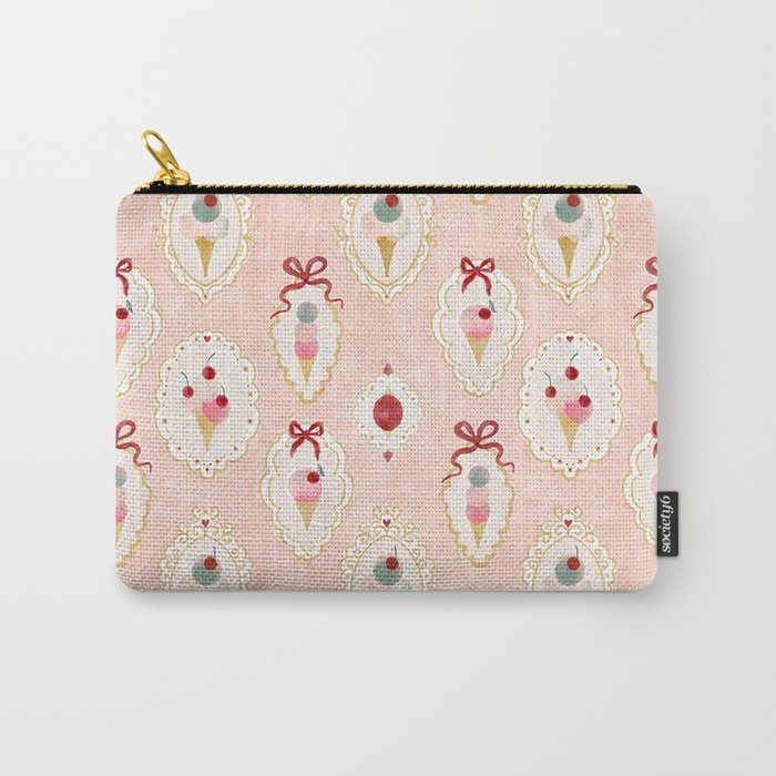 Victorian Watercolor Ice Cream in Frame Carry All Pouch Gallery Image 1
