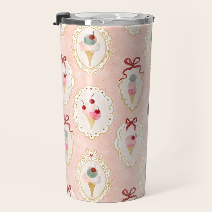 Victorian Watercolor Ice Cream in Frame Travel Mug Gallery Image 3