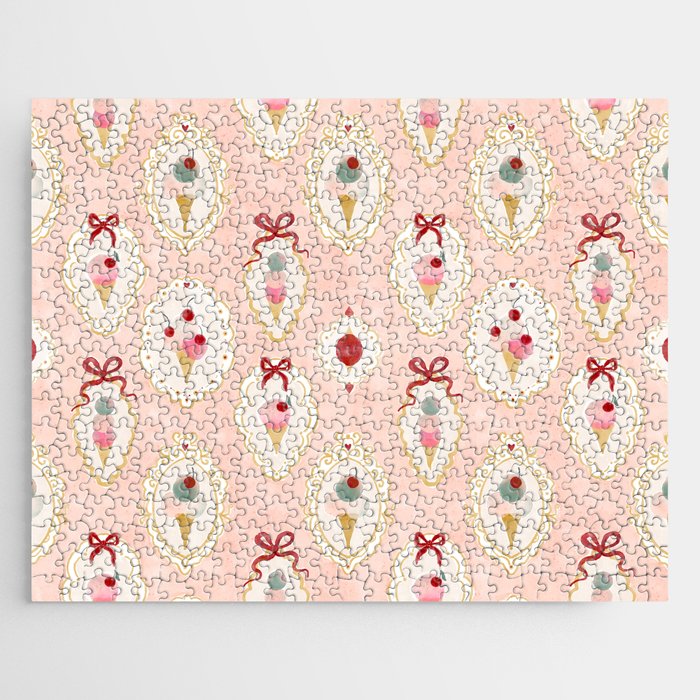 Victorian Watercolor Ice Cream in Frame Jigsaw Puzzle Gallery Image 1
