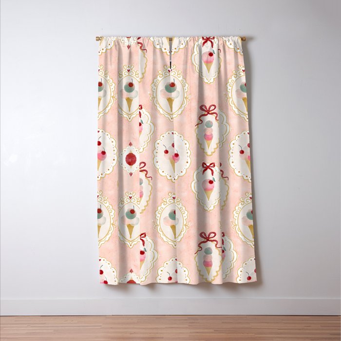 Victorian Watercolor Ice Cream in Frame Window Curtain Gallery Image 3
