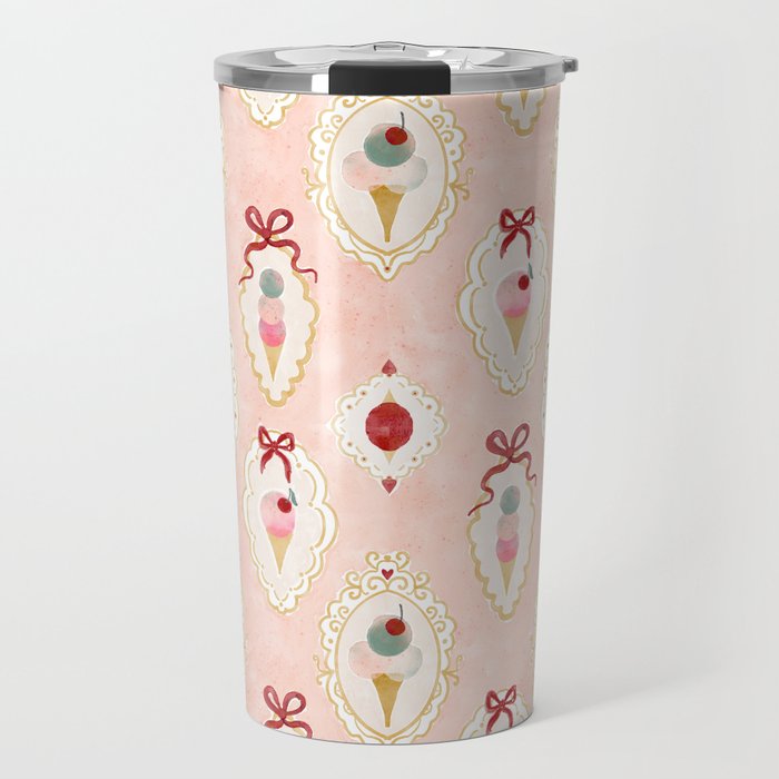 Victorian Watercolor Ice Cream in Frame Travel Mug Gallery Image 1