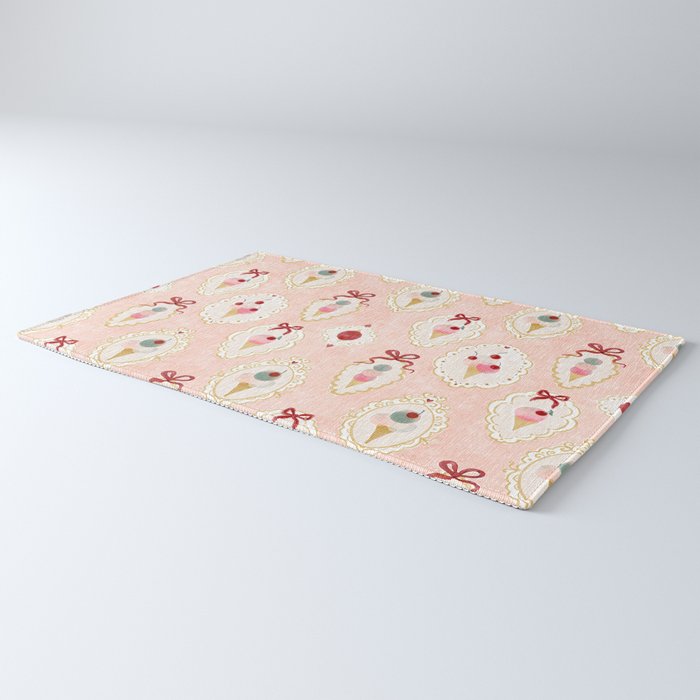 Victorian Watercolor Ice Cream in Frame Rug Gallery Image 3