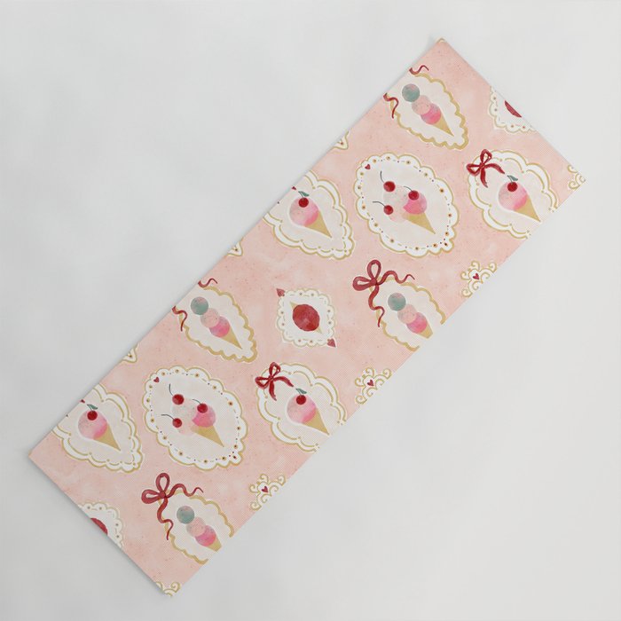 Victorian Watercolor Ice Cream in Frame Yoga Mat Gallery Image 1