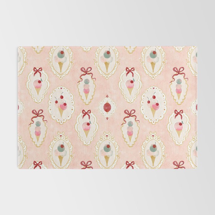 Victorian Watercolor Ice Cream in Frame Rug Gallery Image 2