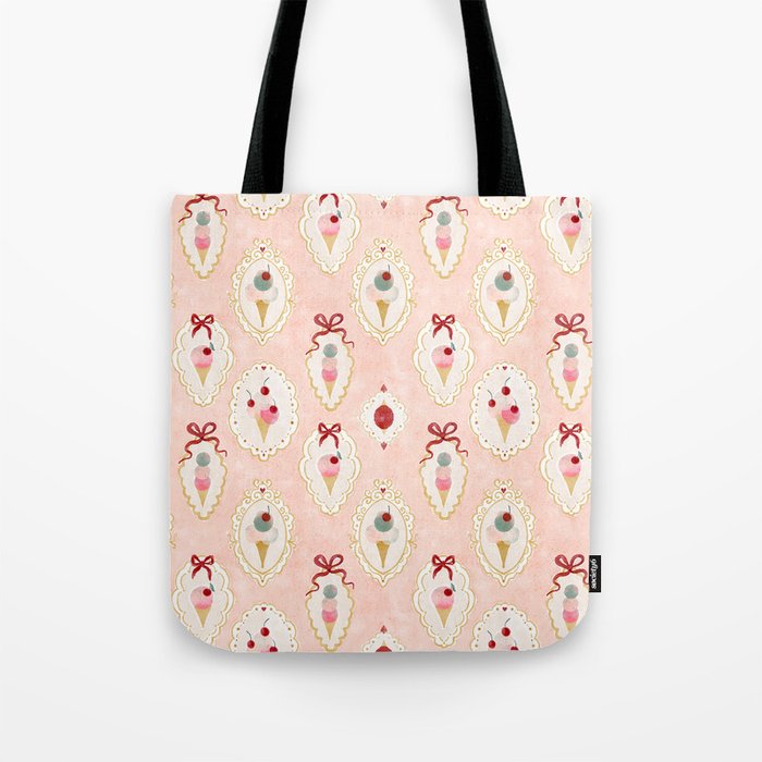 Victorian Watercolor Ice Cream in Frame Tote Bag Gallery Image 1