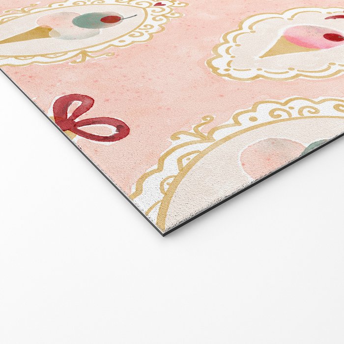 Victorian Watercolor Ice Cream in Frame Welcome Mat Gallery Image 2