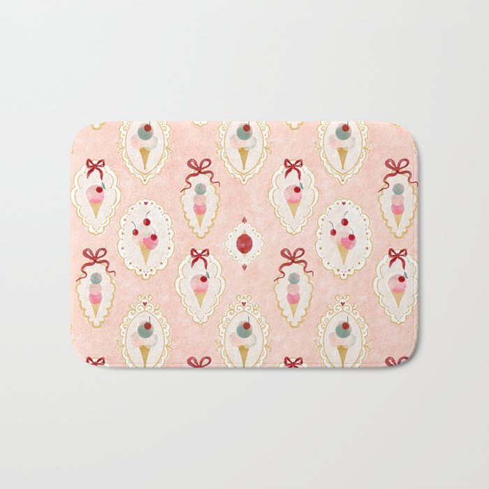 Victorian Watercolor Ice Cream in Frame Bath Mat Gallery Image 1