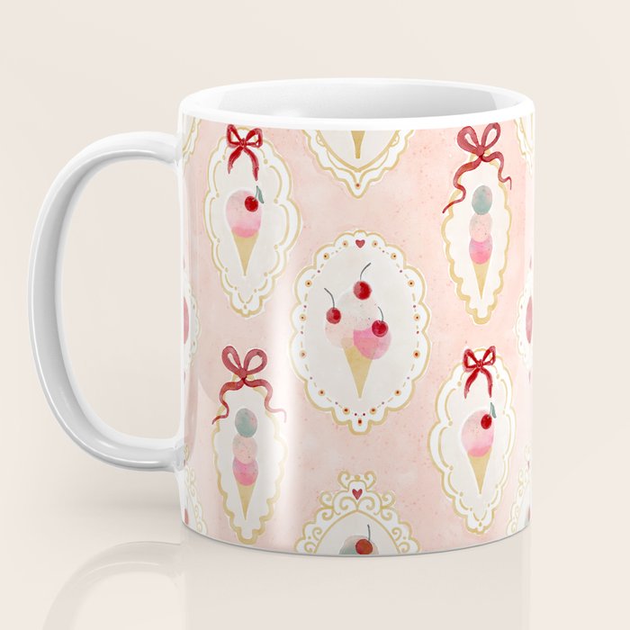 Victorian Watercolor Ice Cream in Frame Coffee Mug Gallery Image 3
