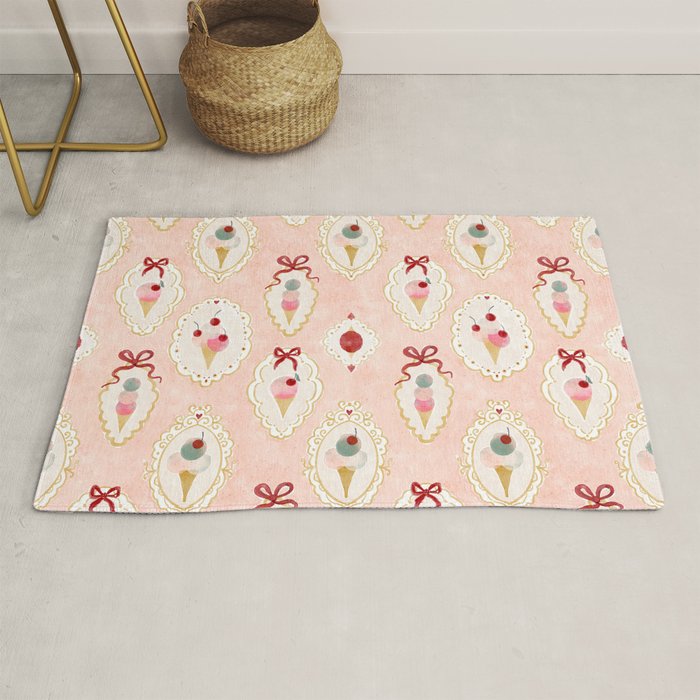 Victorian Watercolor Ice Cream in Frame Rug Gallery Image 1
