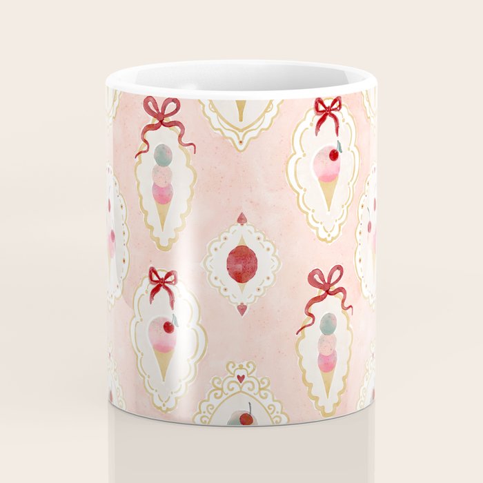 Victorian Watercolor Ice Cream in Frame Coffee Mug Gallery Image 4