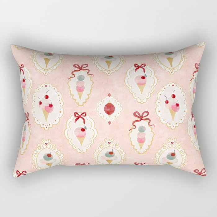 Victorian Watercolor Ice Cream in Frame Rectangular Pillow Gallery Image 2