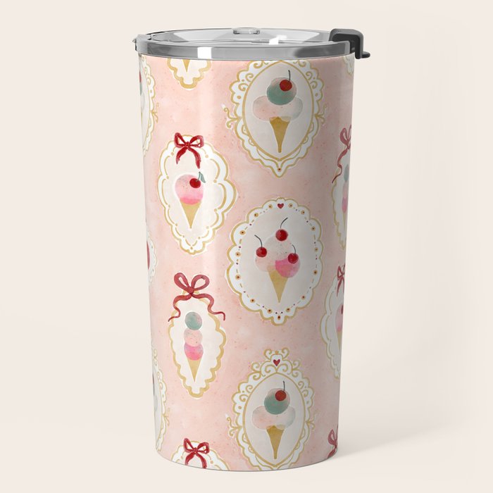 Victorian Watercolor Ice Cream in Frame Travel Mug Gallery Image 2