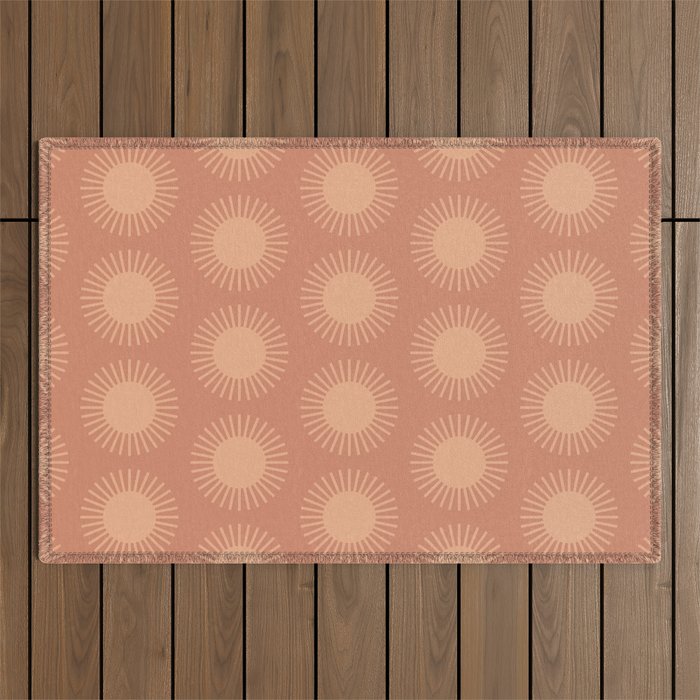 Boho Summer Sun Pattern XII Peach Outdoor Rug Gallery Image 1