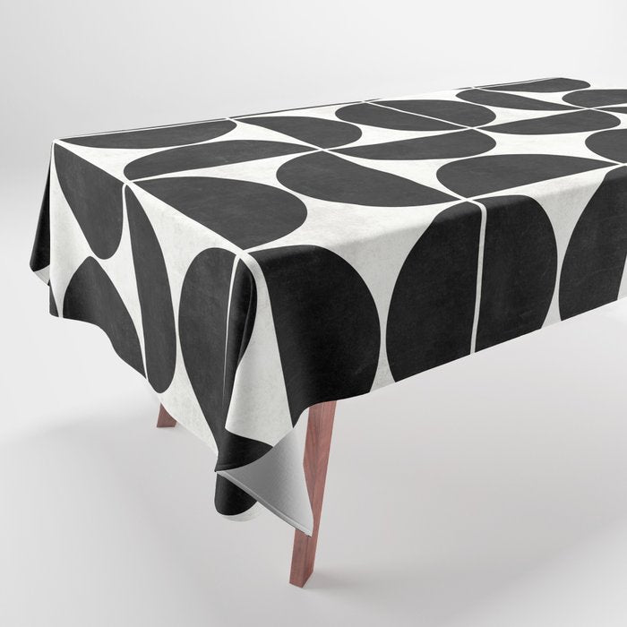 Mid-Century Modern Pattern No.3 - Black and White Tablecloth Gallery Image 1