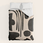 Abstract Mid-Century Modern Black and Beige Composition Duvet Cover Gallery Image 6