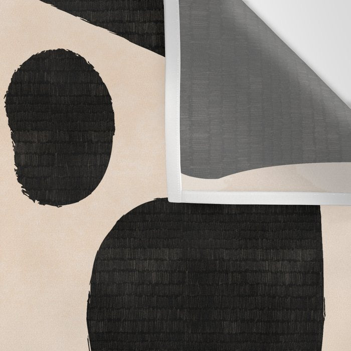 Abstract Mid-Century Modern Black and Beige Composition Wall Tapestry Gallery Image 3