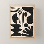 Abstract Mid-Century Modern Black and Beige Composition Mini Art Print Gallery Image 1